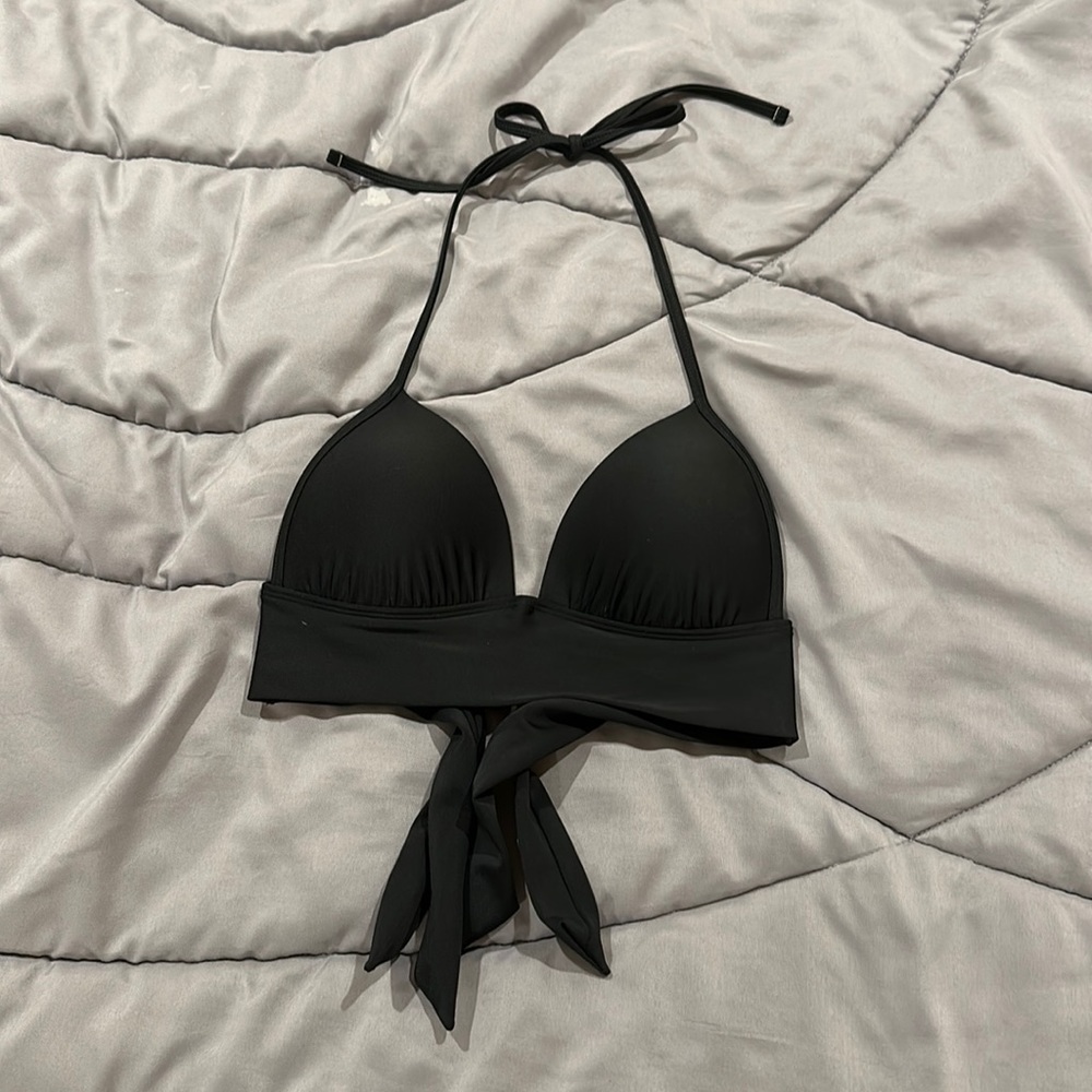 Aerie perky triangle bikini black halter